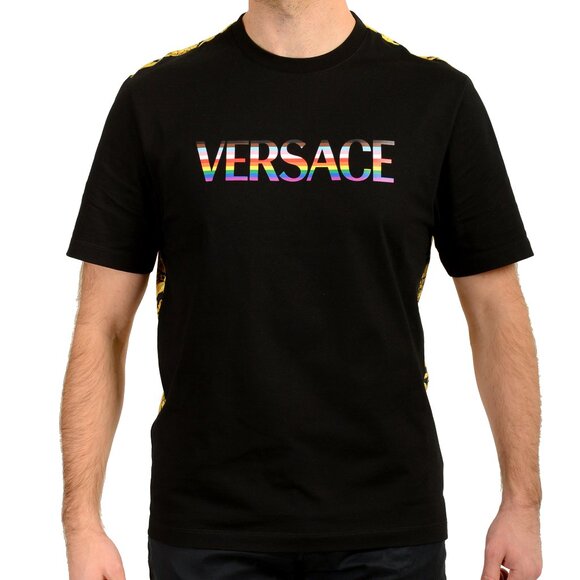 Versace Men's Barocco Pride Print Multi-Color Short Sleeve T-Shirt US 4XL IT 60 - Picture 1 of 6